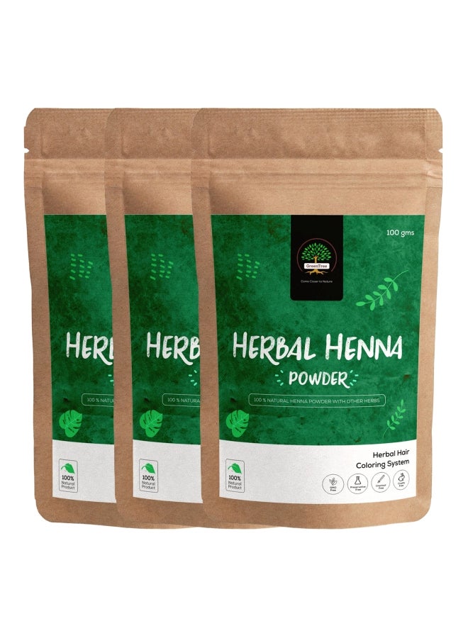 جرين تري مجموعة بودرة تلوين الشعر بالأعشاب مكونة من 3 قطع حناء 3x100جرام - Image 1