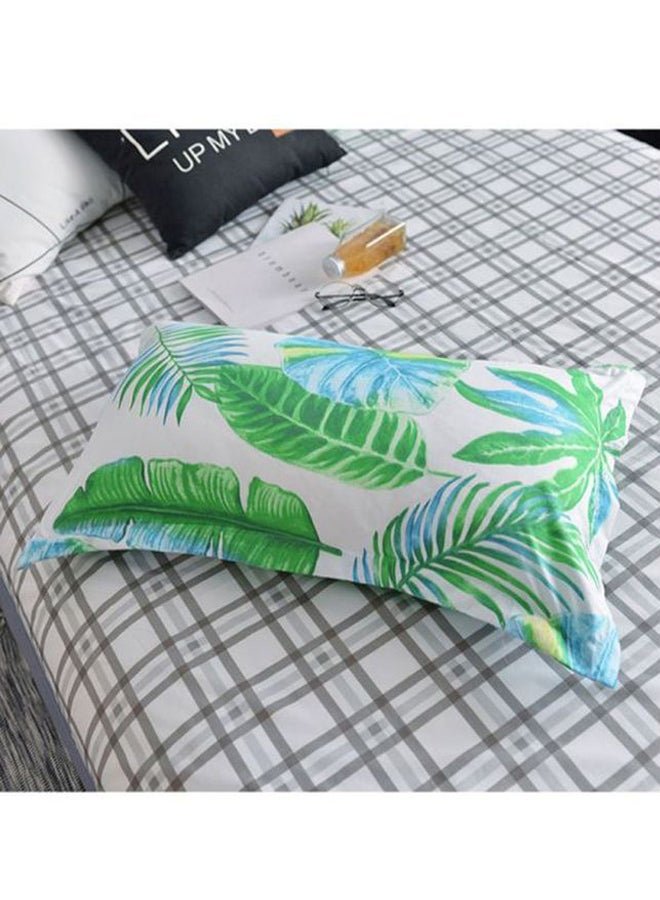 بيوينتي طقم سرير بطبعة أوراق شجر مكون من 3 قطع combination أبيض/ رمادي/ أخضر Quilt Cover 160x220 Cm, Bed Sheet 200x230 Cm, Pillow Cover 48x74سم  - Image 2