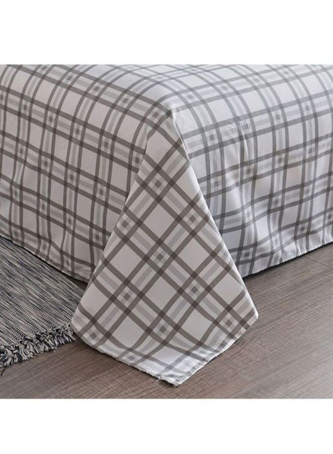 Beauenty 4-Piece Leaves Printed Bedding Set Polyester White/Grey/Green - Image 3