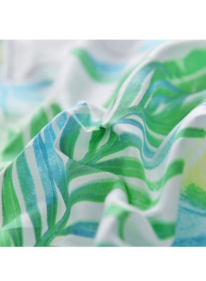 Beauenty 4-Piece Leaves Printed Bedding Set Polyester White/Grey/Green - Image 4