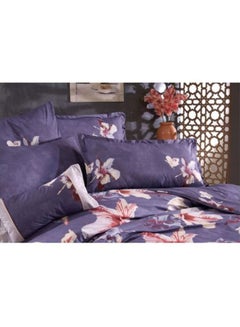 4-Piece Florist Duvet Cover Set Cotton Purple/Beige/Red King - v1596202409/N24559362A_3