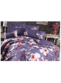 4-Piece Florist Duvet Cover Set Cotton Purple/Beige/Red King - v1596202409/N24559362A_5