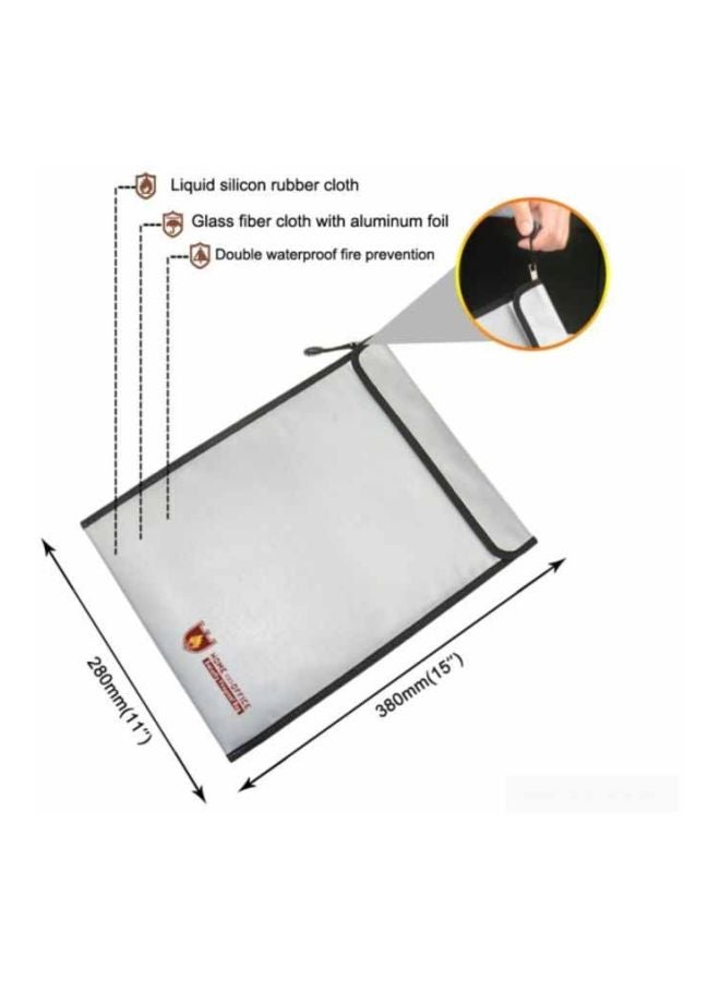 Voberry Fire Resistant Pouch Document Waterproof Bag Silver  - Image 2