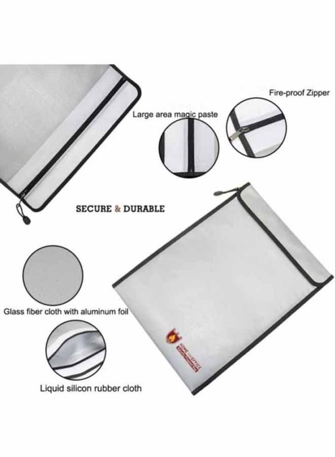 Voberry Fire Resistant Pouch Document Waterproof Bag Silver  - Image 3