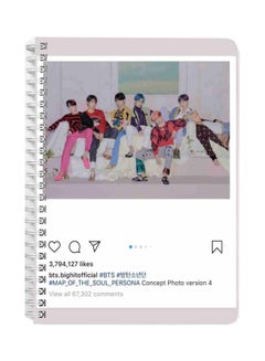 LOWHA A5 BTS Printed Spiral Bound Notebook White/Pink/Black  - Image 1