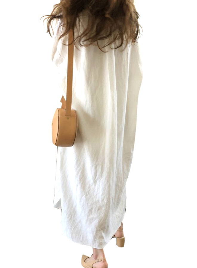 Solid Shirt Dress White  - Image 2