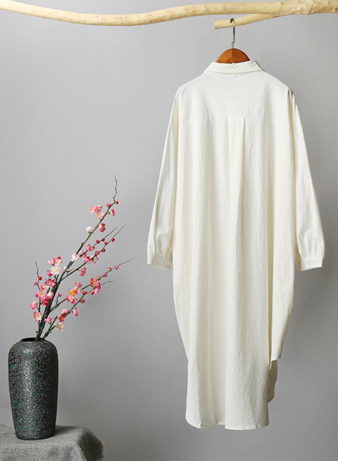 Solid Shirt Dress White  - Image 5