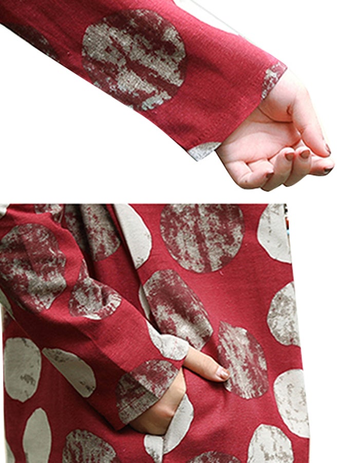 Polka Dot Side Pocket Dress Red - Image 3