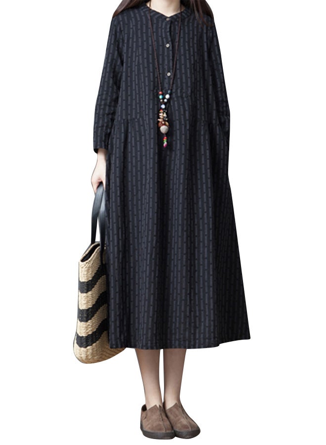Broken Stripe Shirt Dress Black - Image 1