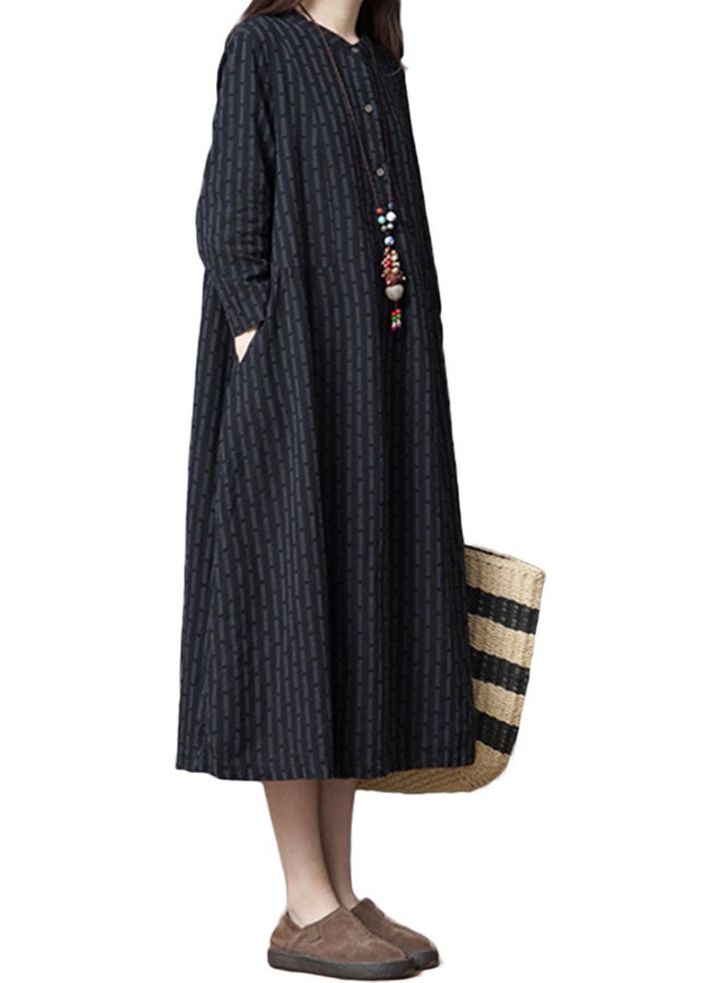 Broken Stripe Shirt Dress Black - Image 3