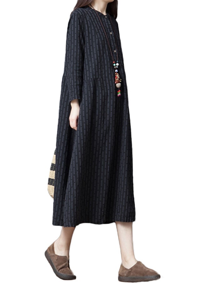Broken Stripe Shirt Dress Black - Image 2