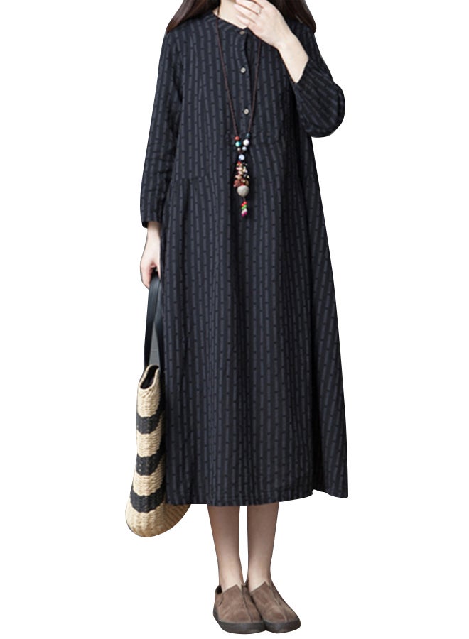 Broken Stripe Shirt Dress Black - Image 4