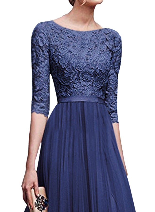 Lace Detailed Bodice Maxi Dress Blue - Image 3