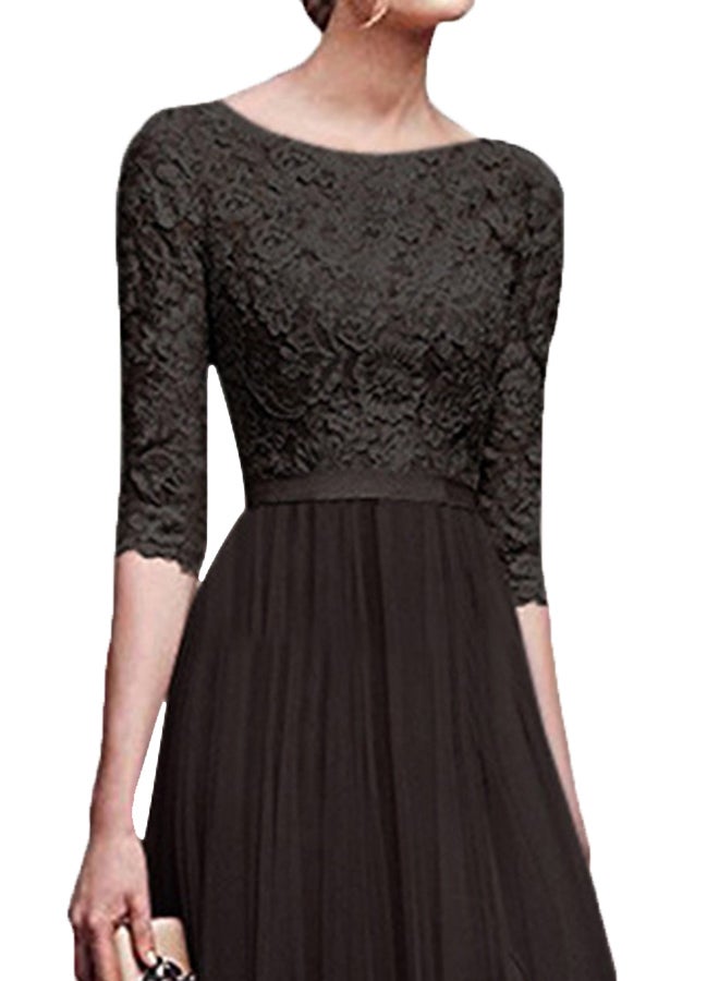 Lace Detailed Bodice Maxi Dress Black - Image 3