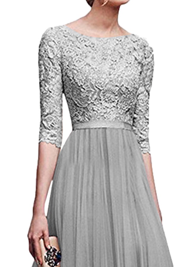 Lace Detailed Bodice Maxi Dress Grey - Image 3