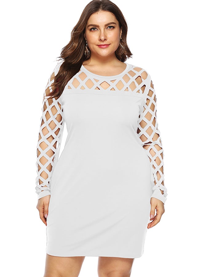 Cut Out Sheath Dress White - Image 1