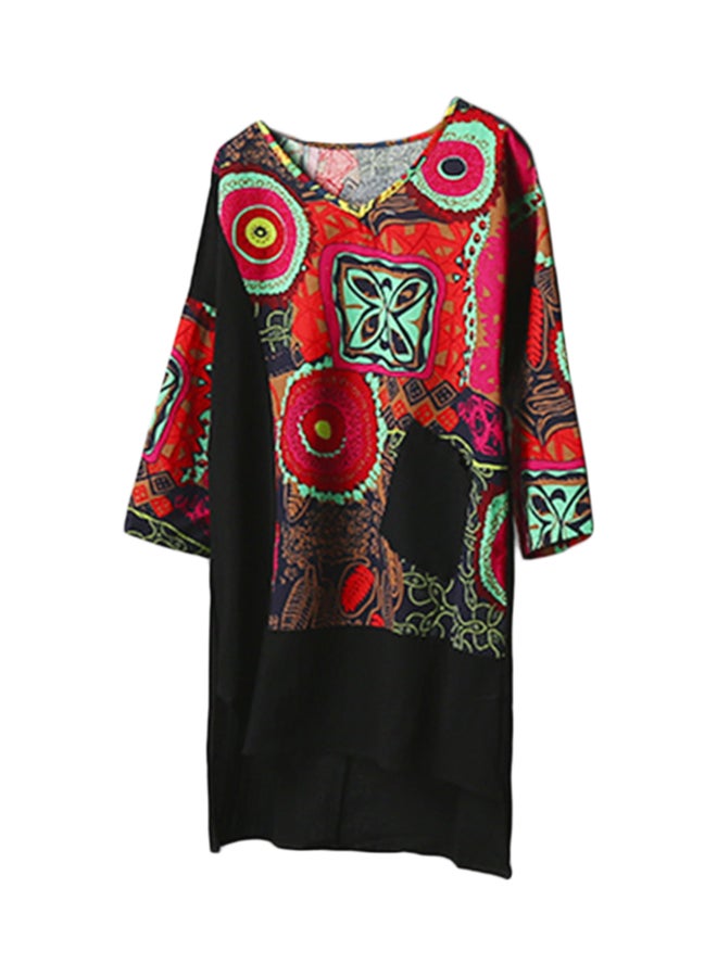 Abstract Print Low High Dress Black  - Image 2