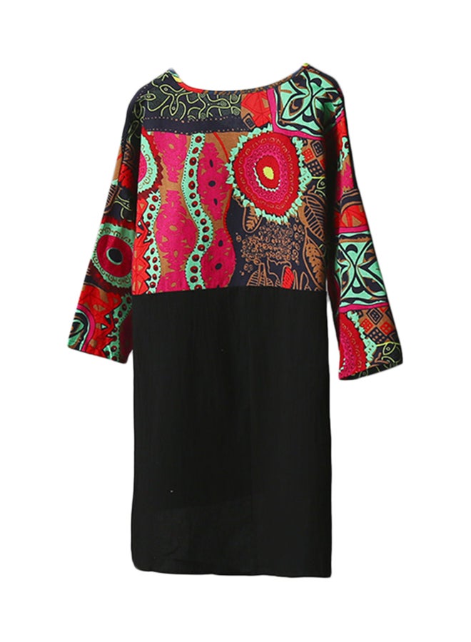 Abstract Print Low High Dress Black  - Image 3