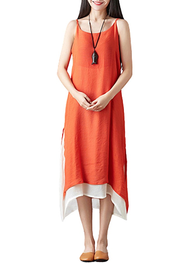 Solid Layered Dress Orange  - Image 1