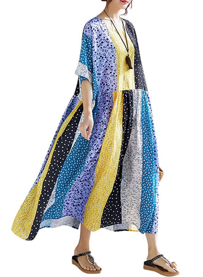 Allover Floral Print Dress Yellow - Image 5