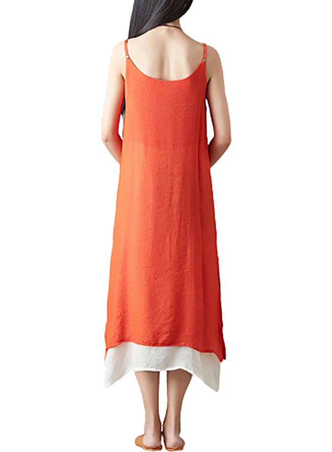 Solid Layered Dress Orange  - Image 2