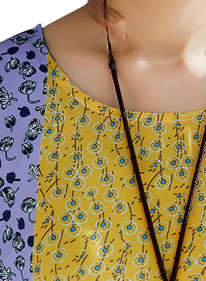 Allover Floral Print Dress Yellow - Image 3