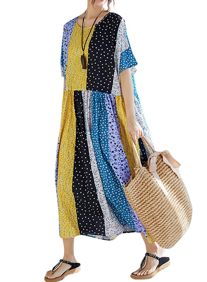 Allover Floral Print Dress Yellow - Image 4