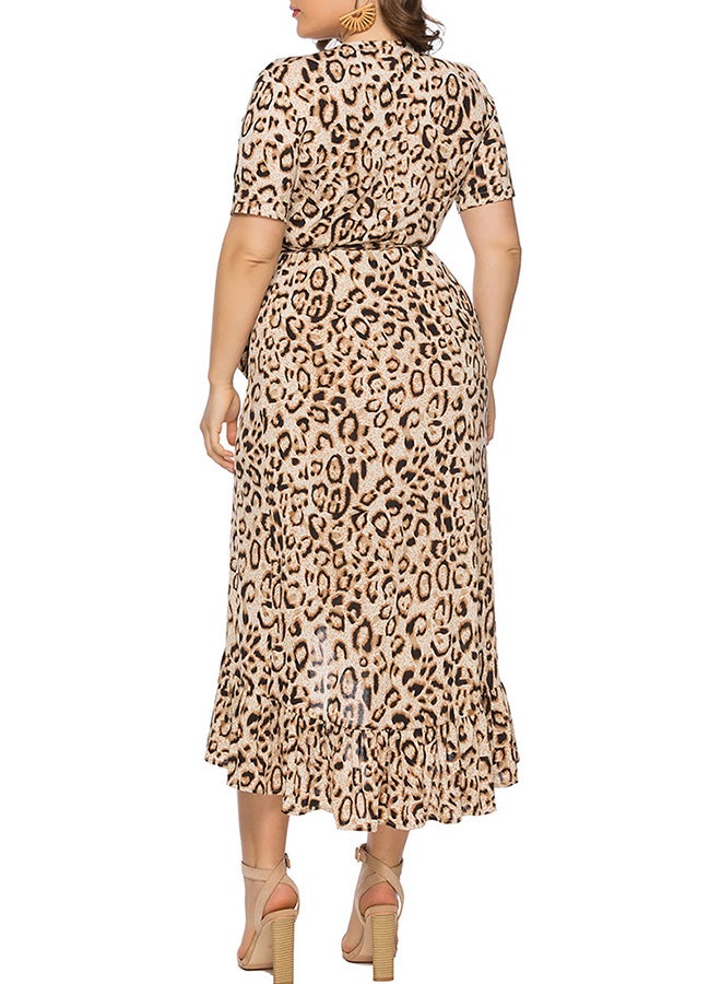 Generic Leopard Print Ruffle Dress Brown  - Image 2