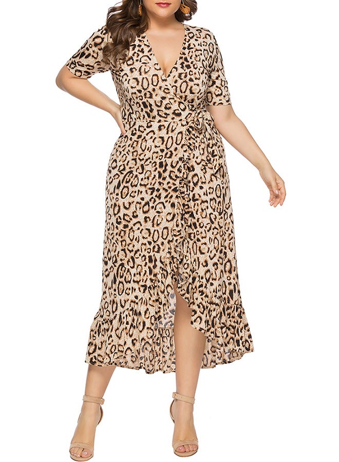 Generic Leopard Print Ruffle Dress Brown  - Image 3