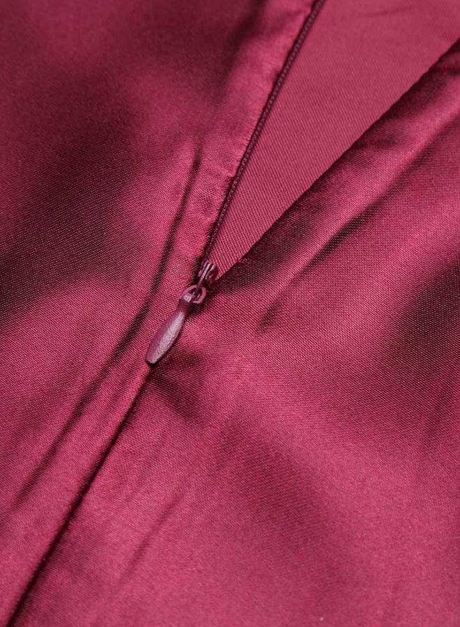 فستان طويل بفتحة رقبة على شكل حرف V مزين بالترتر عنّابي/ ذهبي - Image 5