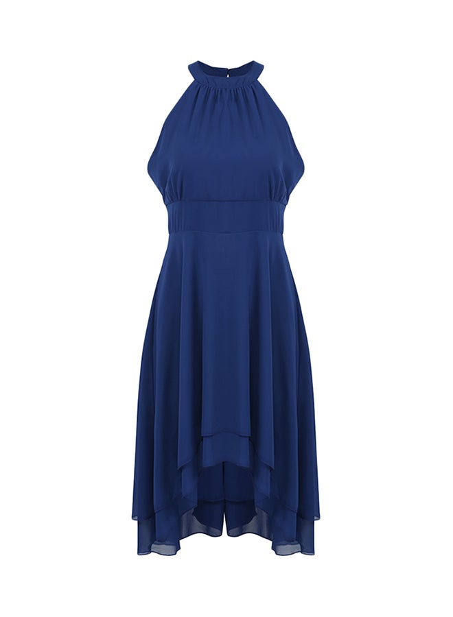 Solid Pattern Mini Dress Blue - Image 2
