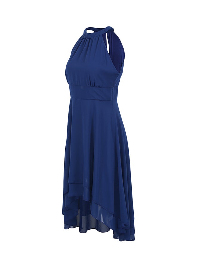Solid Pattern Mini Dress Blue - Image 3