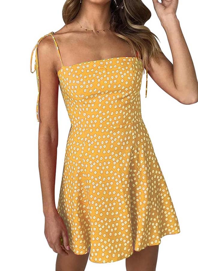 Floral Blossom Print Dress Yellow - Image 1
