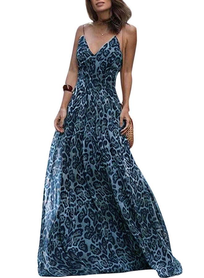 Allover Leopard Print Dress Blue/Black - Image 1