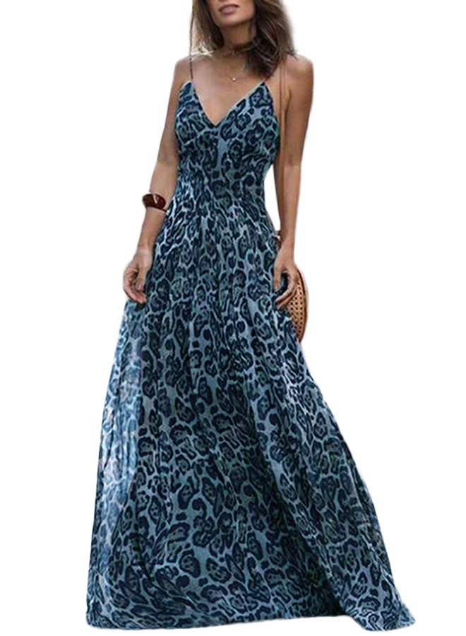 Allover Leopard Print Dress Blue/Black - Image 3
