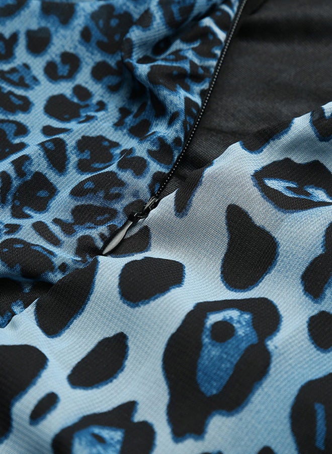 Allover Leopard Print Dress Blue/Black - Image 4