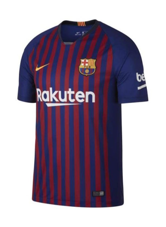 نايكي تيشيرت فريق نادي برشلونة لكرة القدم لموسم 2018-2019 أزرق ملكي داكن/ذهبي عالمي - Image 1