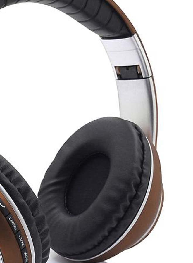 Foldable Bluetooth Wireless On-Ear Headphones With Microphone Brown/Black/Silver - Image 2