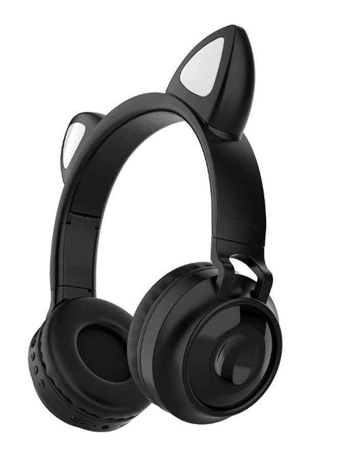 Glowing Cat Ear Bluetooth Wireless On-Ear Headphones With Microphone Black/White - Image 1