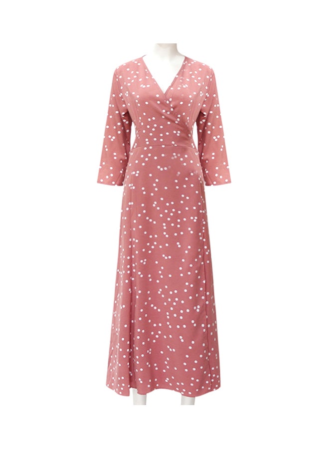 Polka Dot Wrap Around Dress Pink - Image 5