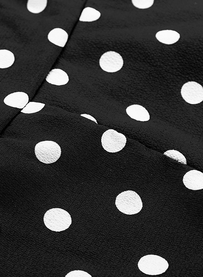Polka Dot Wrap Style Dress Black - Image 2