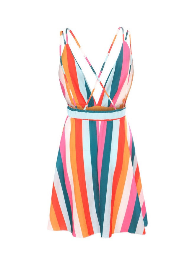 Striped Backless Sundress Orange - Image 1