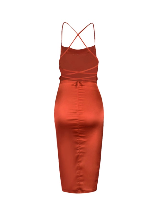 Backless Slash Neck Bodycon Dress Red  - Image 5