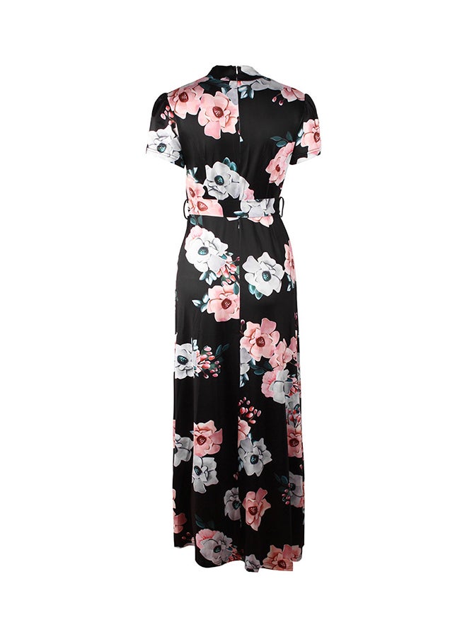 Floral Waist Belt Dress Black  - Image 2