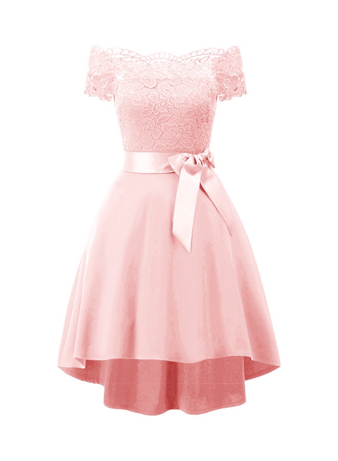 Lace Insert Hem Dress Pink - Image 1