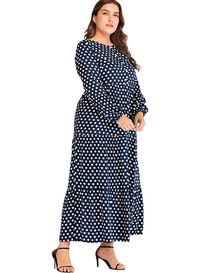 Polka Dot Ruffle Dress Blue - Image 3