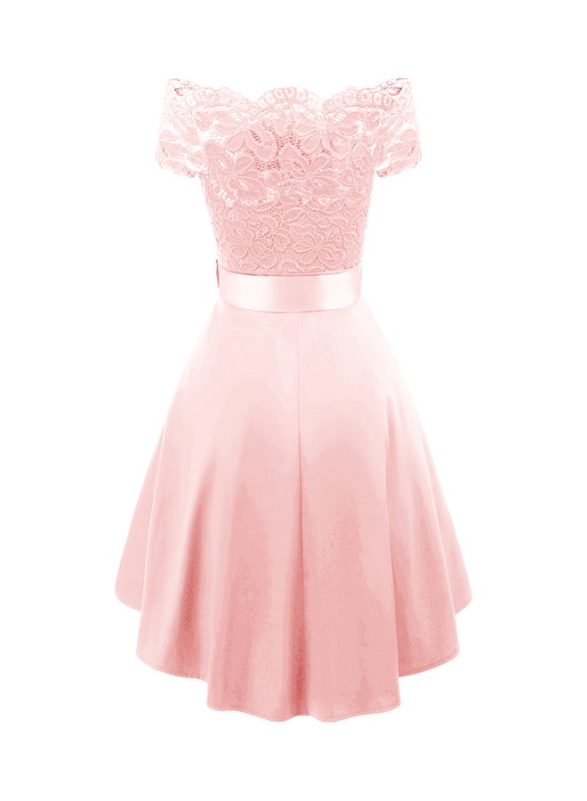 Lace Insert Hem Dress Pink - Image 2