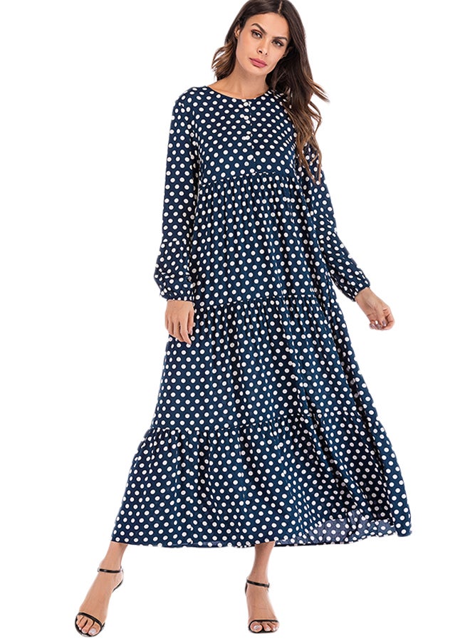 Polka Dot Ruffle Dress Blue - Image 1