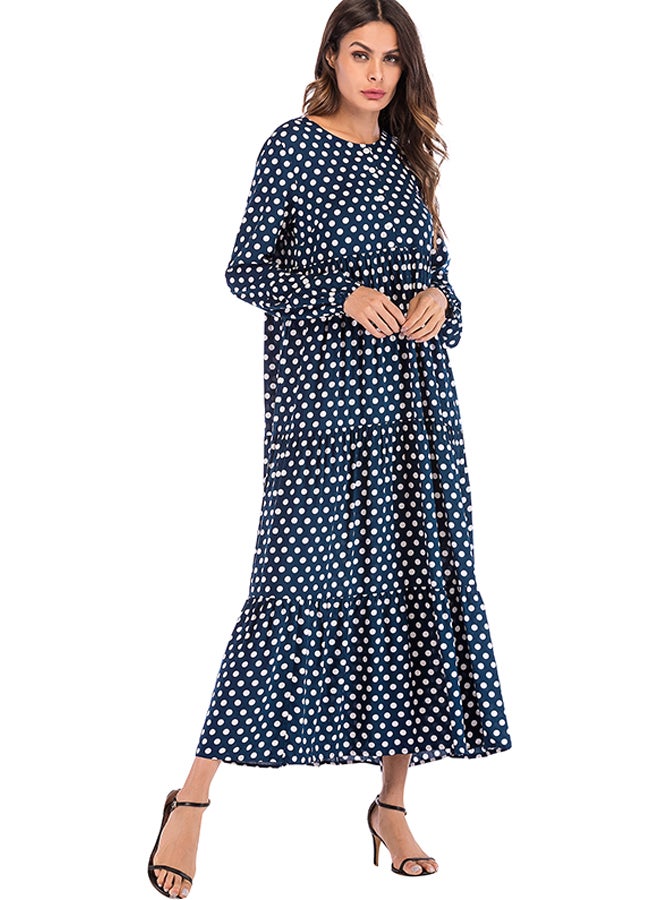 Polka Dot Ruffle Dress Blue - Image 2