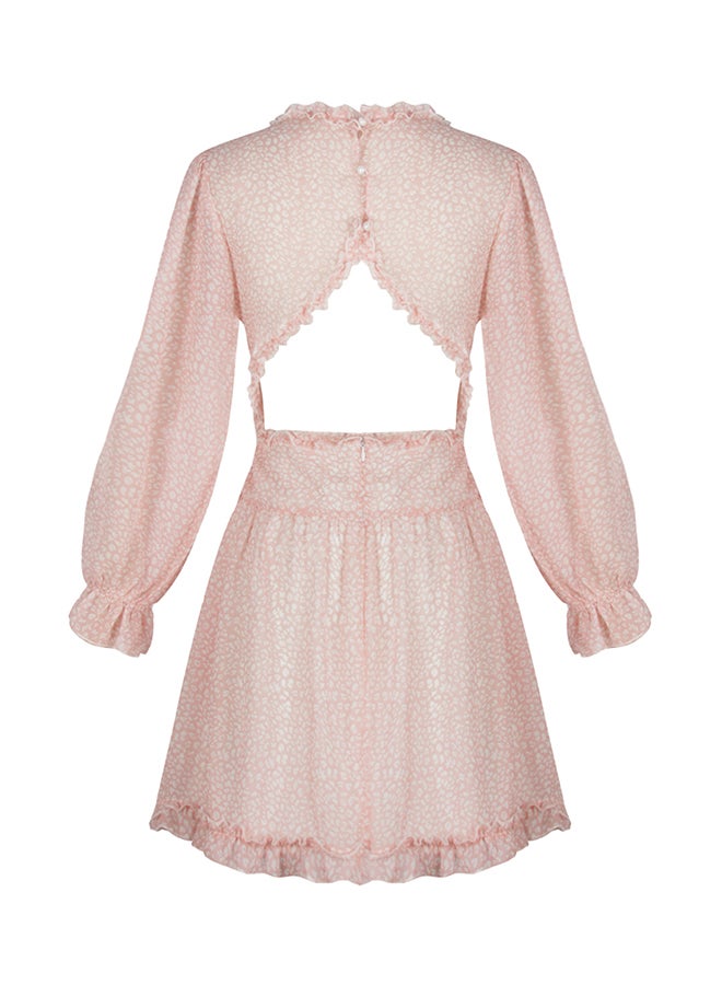 Allover Print Ruffle Beach Dress Pink - Image 4